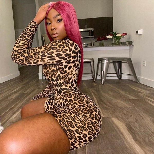 The Best New Women Leopard Print Clubwear Summer Autumn Long Sleeve Playsuit Bodycon Party Slim Jumpsuit Romper Trousers Shorts Online - Takalr