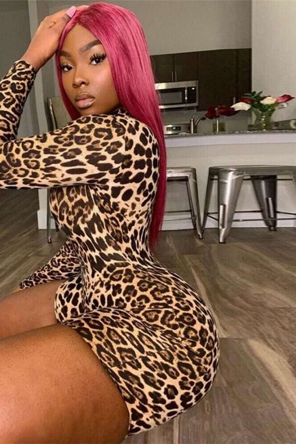 The Best New Women Leopard Print Clubwear Summer Autumn Long Sleeve Playsuit Bodycon Party Slim Jumpsuit Romper Trousers Shorts Online - Takalr