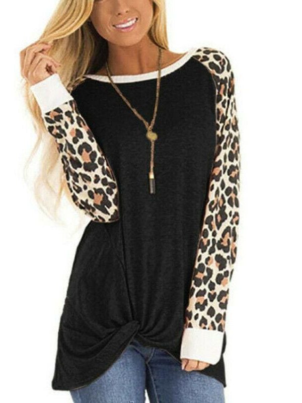 The Best New Women Leopard Printed Long Sleeve Tops Ladies Casual Sweater Loose Baggy Jumper Pullover Shirt Top Sweatshirt Online - Takalr