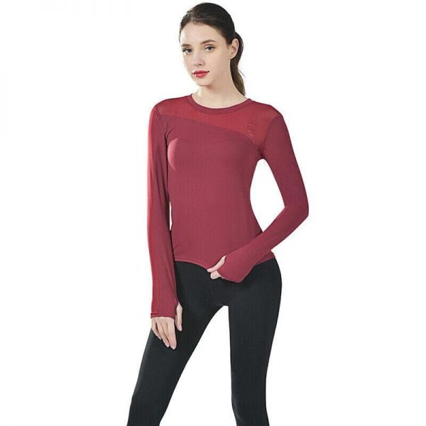 The Best New Women Long Sleeve Fitness Gym Running T-Shirt Quick-Dry Active Sport Top Training Solid Casual T-shirts Online - Takalr