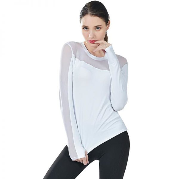 The Best New Women Long Sleeve Fitness Gym Running T-Shirt Quick-Dry Active Sport Top Training Solid Casual T-shirts Online - Takalr