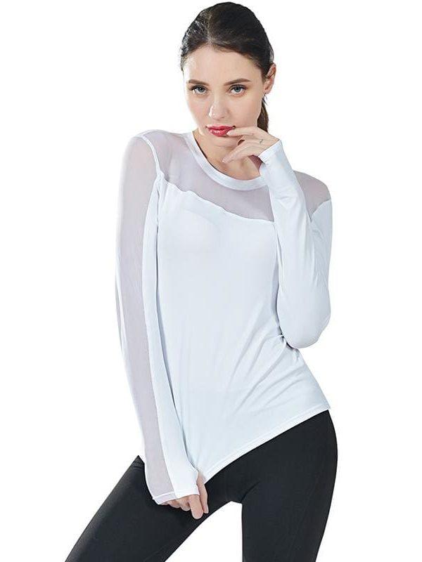 The Best New Women Long Sleeve Fitness Gym Running T-Shirt Quick-Dry Active Sport Top Training Solid Casual T-shirts Online - Takalr