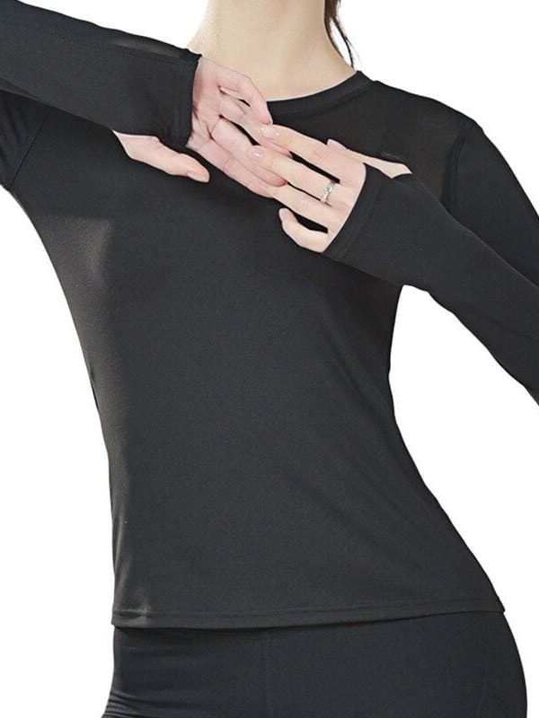 The Best New Women Long Sleeve Fitness Gym Running T-Shirt Quick-Dry Active Sport Top Training Solid Casual T-shirts Online - Takalr