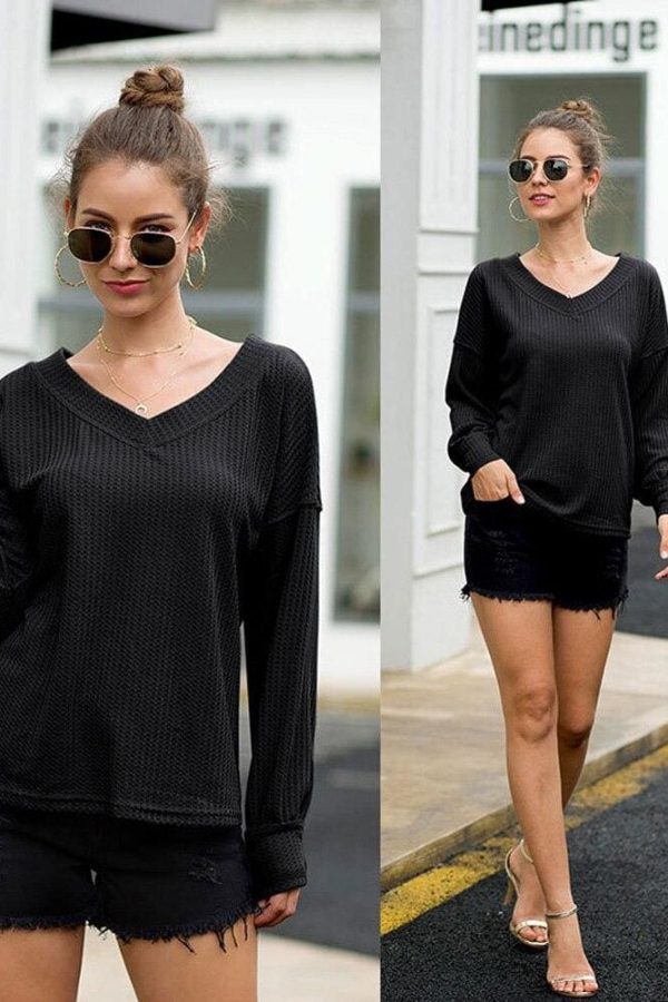 The Best New Women Long Sleeve Loose T Shirts Fashion Ladies One Shoulder Summer Casual Pullover Tops Shirt Sweatshirt Online - Takalr