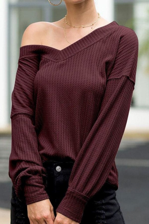 The Best New Women Long Sleeve Loose T Shirts Fashion Ladies One Shoulder Summer Casual Pullover Tops Shirt Sweatshirt Online - Takalr