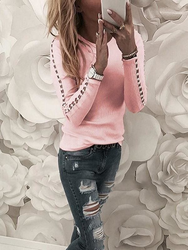 The Best New Women Long Sleeve Slim Fit Blouse Shirt Pullover Jumper Autumn Ladies Casual Sweater Sweatshirt Tops Shirts Online - Takalr