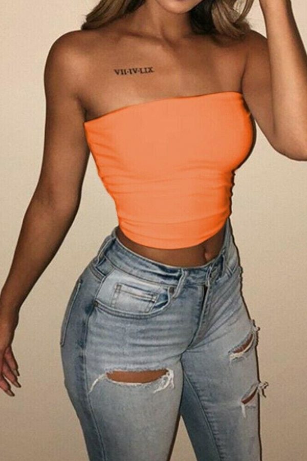 The Best New Women Off Shoulder Strapless Casual Tank Vest Sleeveless Summer Bodycon Slim Tank Crop Tops Camis Outwear Online - Takalr