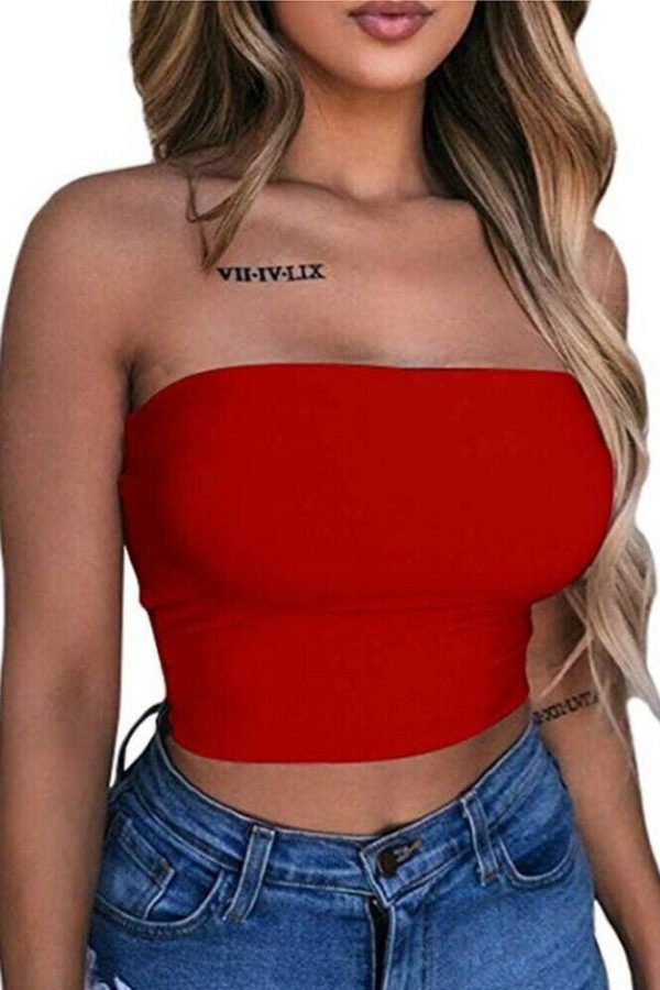 The Best New Women Off Shoulder Strapless Casual Tank Vest Sleeveless Summer Bodycon Slim Tank Crop Tops Camis Outwear Online - Takalr