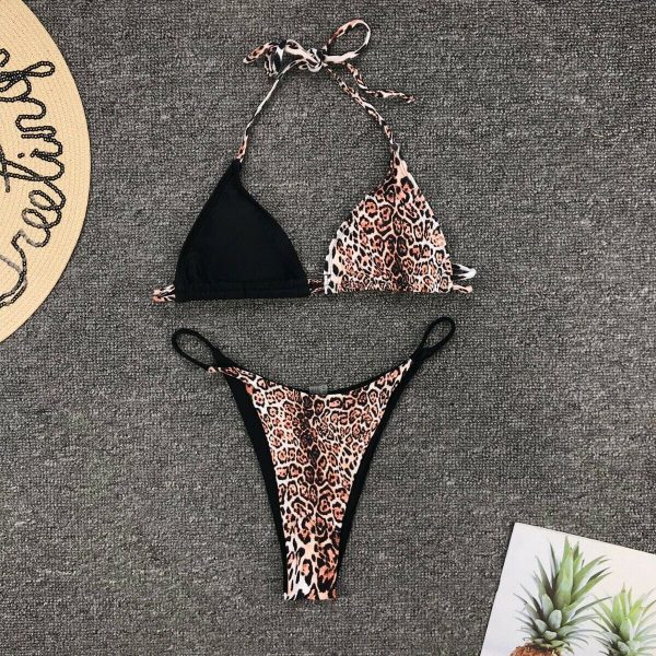 The Best New Women Push Up Bikini Set Bra Padded Swimwear Lady Swimsuit Summer Bathing Suit Leoaprd Plaid Patchwork Hot Holiday Swimsuit Online - Takalr