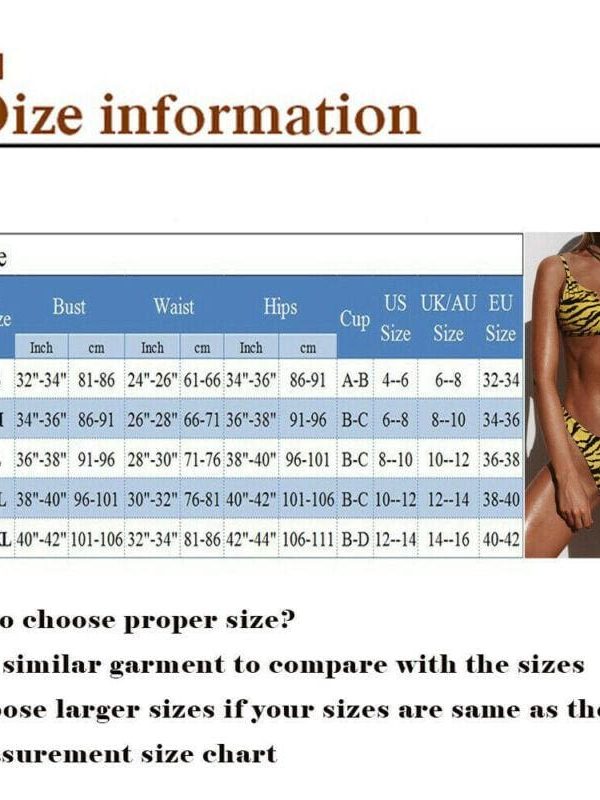 The Best NEW Women Push up Bikini Set Padded Bra Striped Bandage Closed Swimsuit Swimwear Tiger Print Beach Bathing 2020 Hot Online - Takalr