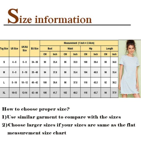 The Best New Women Short Sleeve Mini T-shirt Dress Summer Ladies Casual Round Neck Striped Tassel Loose Beach Sundress Online - Takalr