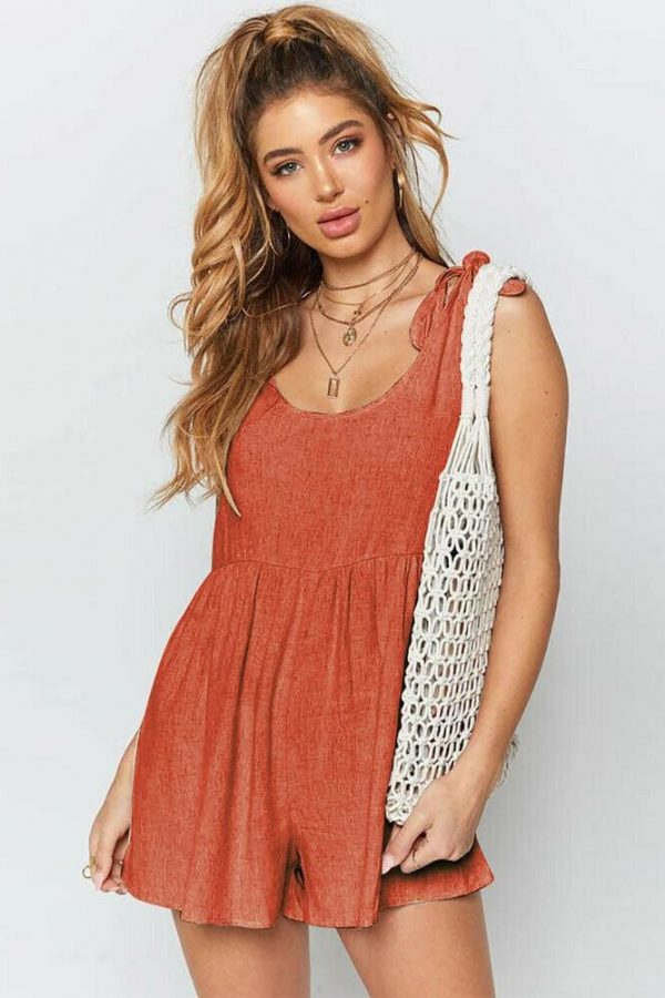 The Best New Women Sleeveless Casual Playsuit New Fashion Ladies Summer Beach Short Jumpsuit Solid Casual Vest Romper Online - Takalr