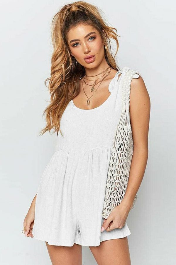 The Best New Women Sleeveless Casual Playsuit New Fashion Ladies Summer Beach Short Jumpsuit Solid Casual Vest Romper Online - Takalr