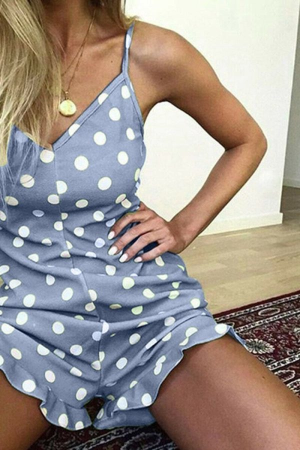 The Best New Women Sleeveless Polka Dot Playsuit 2019 Fashion Ladies Summer Holiday Casual Romper Daily Short Jumpsuit Trousers Online - Takalr