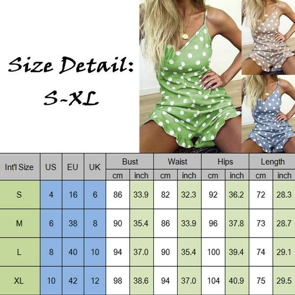 The Best New Women Sleeveless Polka Dot Playsuit 2019 Fashion Ladies Summer Holiday Casual Romper Daily Short Jumpsuit Trousers Online - Takalr