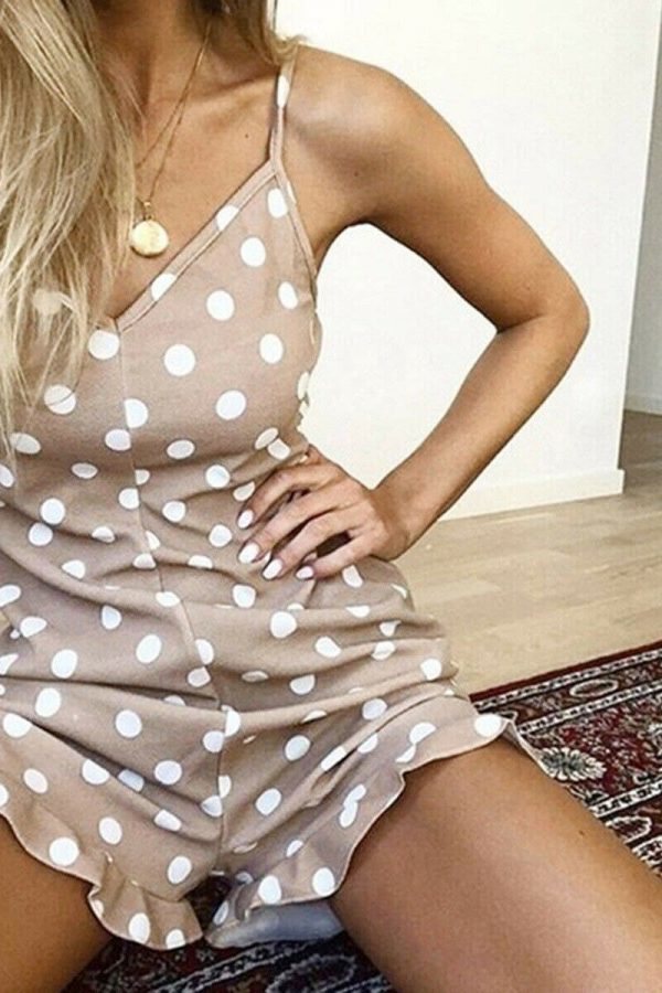 The Best New Women Sleeveless Polka Dot Playsuit 2019 Fashion Ladies Summer Holiday Casual Romper Daily Short Jumpsuit Trousers Online - Takalr