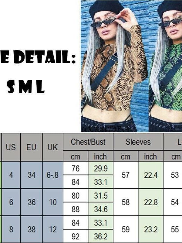 The Best New Women Slim Crop Tops Summer Casual Snake Print Sheer Crop Top Ladies Long Sleeve Crew Neck Tops Shirt Online - Takalr