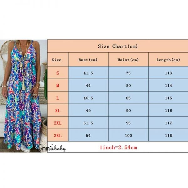 The Best New Women Summer Beach Strappy V-neck Dress Fashion Ladies Boho Floral Sundress Holiday Beach Sundress Clothes Online - Takalr