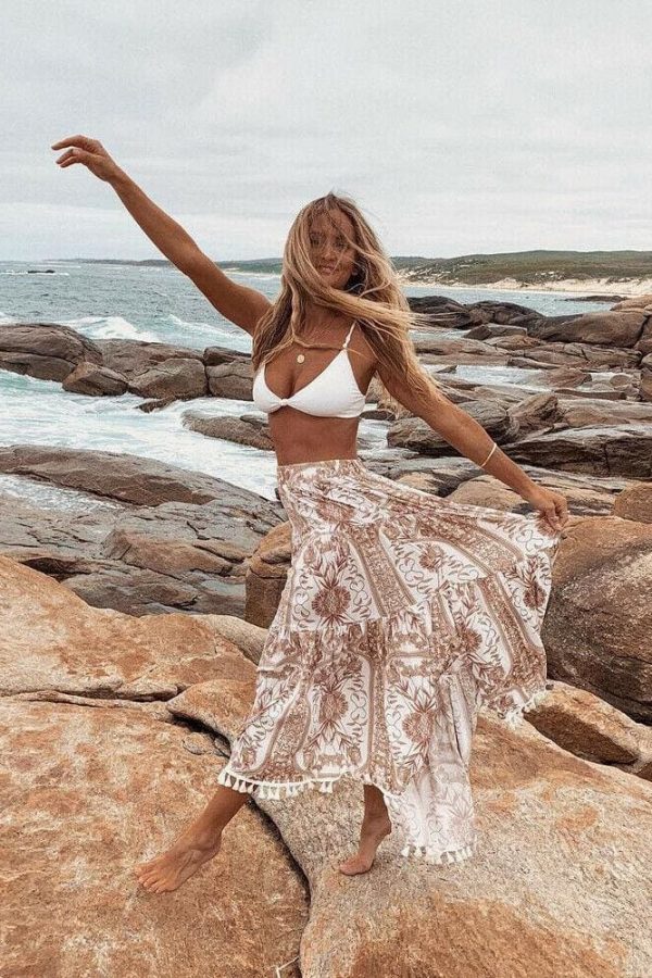 The Best New Women Summer Boho Floral Print Maxi Skirt Summer Holiday Long Skirt Beach Skirt arrival Long Retro Skirt Sundress Hot Online - Takalr