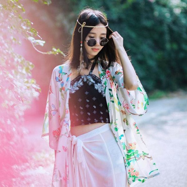 The Best New Women Summer Boho Off Shoulder Halter Floral Crop Tank Top Vest Beach Blouse Crop Casual Backless Shirt Online - Takalr