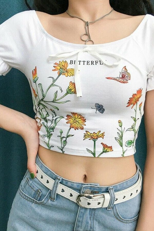 The Best New Women Summer Floral Off Shoulder Tops Ladies Casual Blouse Short Sleeve Beach Holiday Slim Crop Top Shirt Online - Takalr