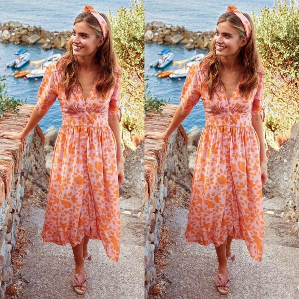 The Best New Women Sweet Boho Floral Maxi Dress Summer Retro Short Sleeve Draped Bandage Dresses Lady Party Beach Sundress Vestidos Online - Takalr