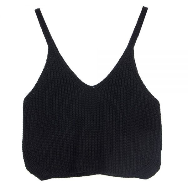 The Best New Women Vest Summer Ladies V-Neck Knit Crop Tops Beach Tank Vest Bralet Bra Solid Cami Online - Takalr