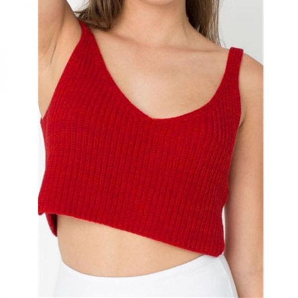 The Best New Women Vest Summer Ladies V-Neck Knit Crop Tops Beach Tank Vest Bralet Bra Solid Cami Online - Takalr