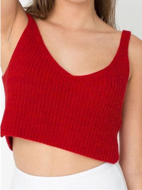 The Best New Women Vest Summer Ladies V-Neck Knit Crop Tops Beach Tank Vest Bralet Bra Solid Cami Online - Takalr