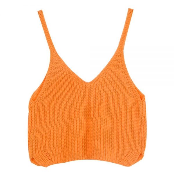 The Best New Women Vest Summer Ladies V-Neck Knit Crop Tops Beach Tank Vest Bralet Bra Solid Cami Online - Takalr