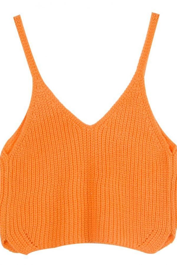 The Best New Women Vest Summer Ladies V-Neck Knit Crop Tops Beach Tank Vest Bralet Bra Solid Cami Online - Takalr