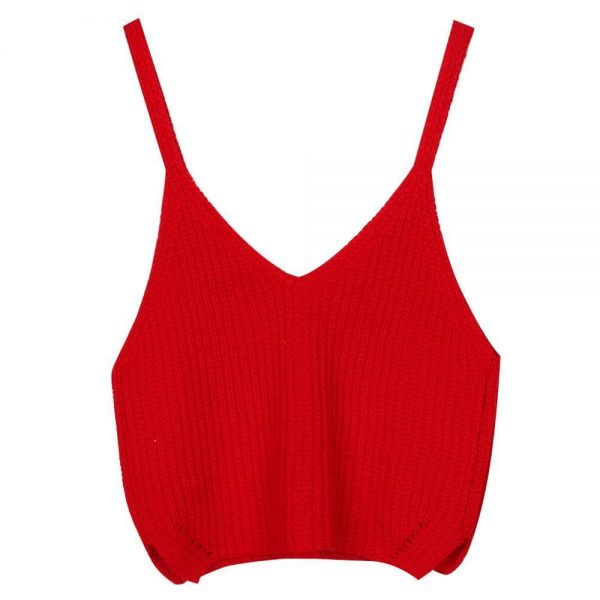 The Best New Women Vest Summer Ladies V-Neck Knit Crop Tops Beach Tank Vest Bralet Bra Solid Cami Online - Takalr