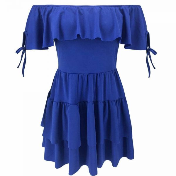 The Best New Women Wrap Summer Boho Off Shoulder Mini Skater Dress Ladies Holiday Casual Beach Sundress Fashion Formal Dress Online - Takalr