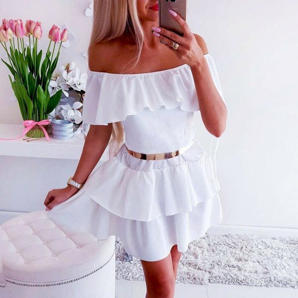 The Best New Women Wrap Summer Boho Off Shoulder Mini Skater Dress Ladies Holiday Casual Beach Sundress Fashion Formal Dress Online - Takalr