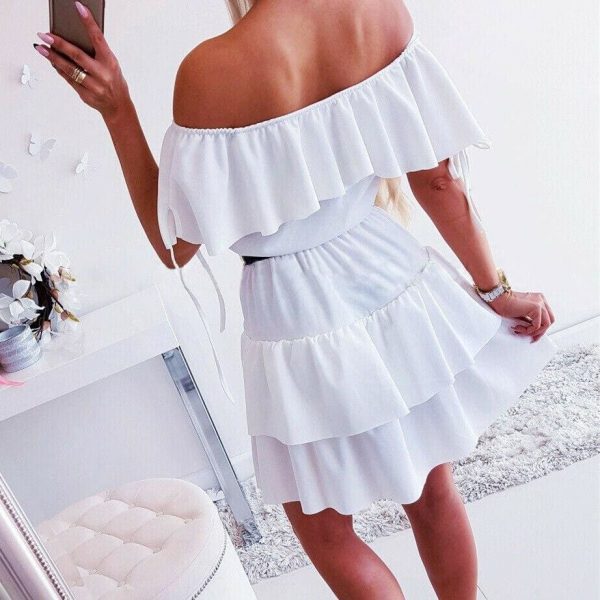 The Best New Women Wrap Summer Boho Off Shoulder Mini Skater Dress Ladies Holiday Casual Beach Sundress Fashion Formal Dress Online - Takalr