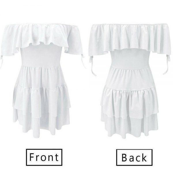 The Best New Women Wrap Summer Boho Off Shoulder Mini Skater Dress Ladies Holiday Casual Beach Sundress Fashion Formal Dress Online - Takalr