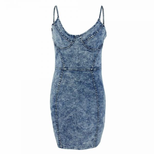 The Best New Women's Denim Bodycon Bandage Short Mini Dress Sexy Ladies Sleeveless Summer Cocktail Club Holiday Sundress Online - Takalr