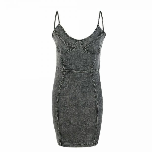 The Best New Women's Denim Bodycon Bandage Short Mini Dress Sexy Ladies Sleeveless Summer Cocktail Club Holiday Sundress Online - Takalr