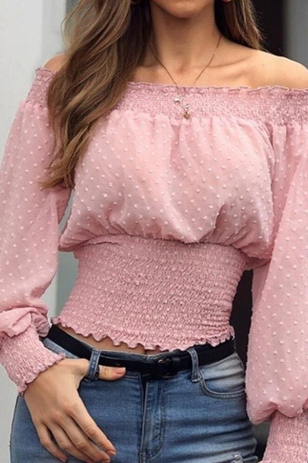 The Best New Women's Off Shoulder Bodycon Ladies Tops Bubble Long Sleeve Summer Casual Tops Tee Shirt Streetwear Outwear Online - Takalr