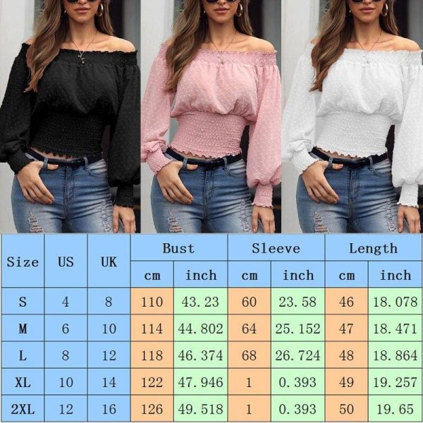 The Best New Women's Off Shoulder Bodycon Ladies Tops Bubble Long Sleeve Summer Casual Tops Tee Shirt Streetwear Outwear Online - Takalr