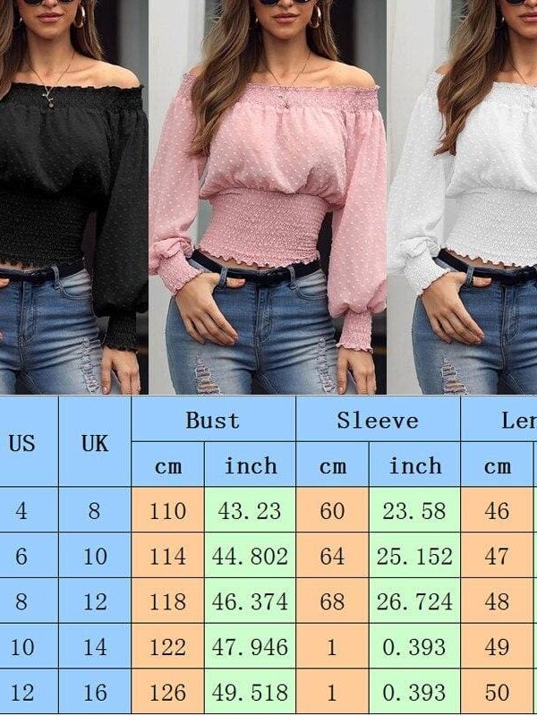 The Best New Women's Off Shoulder Bodycon Ladies Tops Bubble Long Sleeve Summer Casual Tops Tee Shirt Streetwear Outwear Online - Takalr