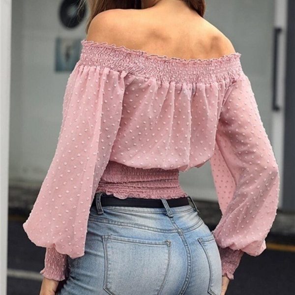 The Best New Women's Off Shoulder Bodycon Ladies Tops Bubble Long Sleeve Summer Casual Tops Tee Shirt Streetwear Outwear Online - Takalr