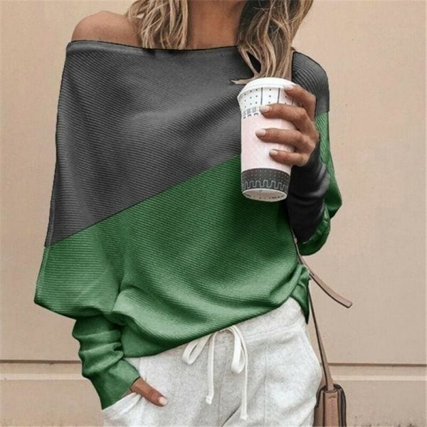 The Best New Women's Stitching Colour Autumn Baggy Ladies Casual Top Loose Blouse Oversized Jumper Shirt Tops Outwear Online - Takalr