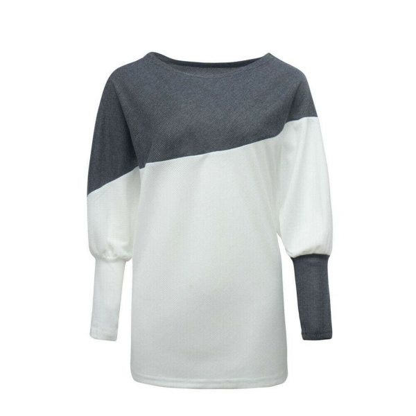 The Best New Women's Stitching Colour Autumn Baggy Ladies Casual Top Loose Blouse Oversized Jumper Shirt Tops Outwear Online - Takalr