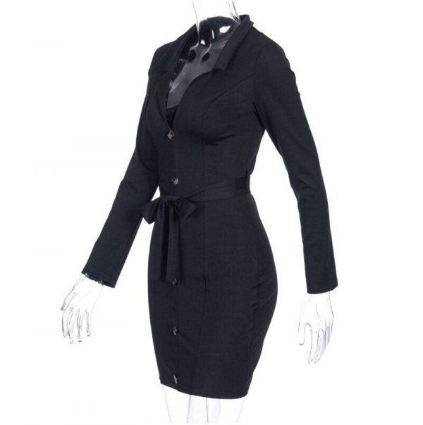 The Best Office Lady Dress Women Long Sleeve Bodycon Ladies Dresses V neck Lace Up High waist bandage Slim OL vestidos Party Club Clothes Online - Takalr