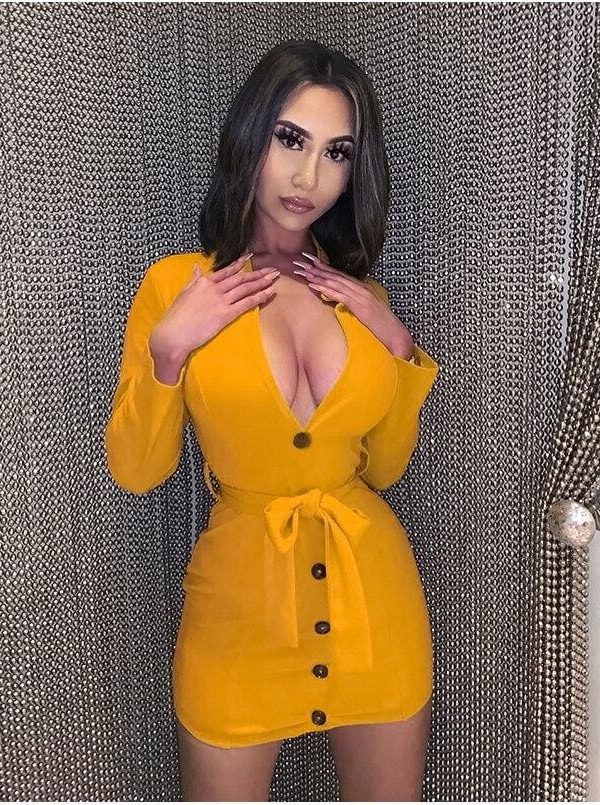 The Best Office Lady Dress Women Long Sleeve Bodycon Ladies Dresses V neck Lace Up High waist bandage Slim OL vestidos Party Club Clothes Online - Takalr