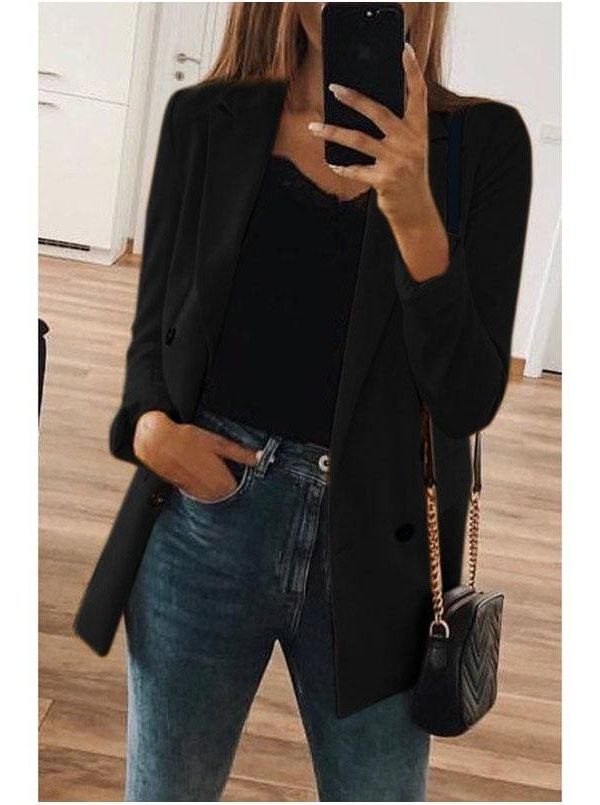 The Best Office Lady Top Long Sleeve V Neck OL Blazer feminino Eleagnt veste femme vintage Classic Streetwear Online - Takalr