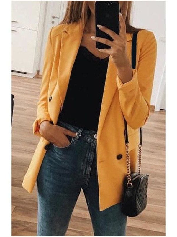 The Best Office Lady Top Long Sleeve V Neck OL Blazer feminino Eleagnt veste femme vintage Classic Streetwear Online - Takalr