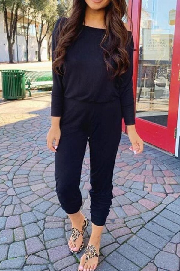 The Best One-Shoulder Long Sleeve Jumpsuit Lady Autumn Soft Loose Playsuit Bodycon Party Trousers Jumpsuit Online - Takalr