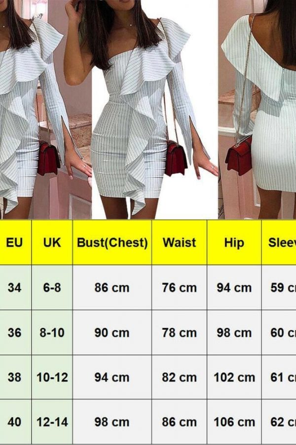 The Best One Shoulder Ruffle Striped Bodycon Dress Ladies Evening Party Short Mini Dresses Online - Takalr